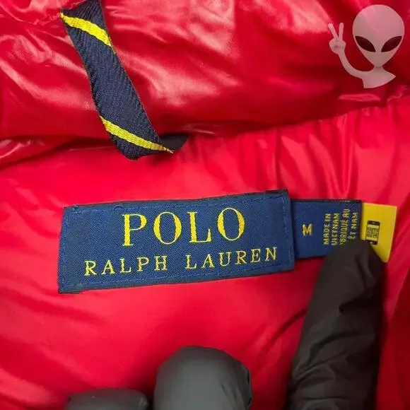 Polo Ralph Lauren Medium Red Gorham Goose Down Puffer Jacket Parka Coat Hooded